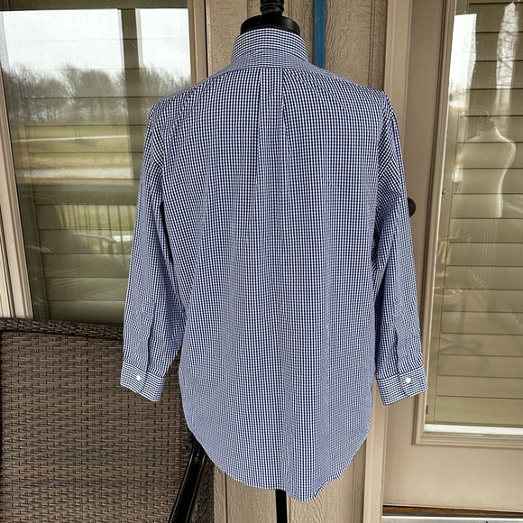 BROOKS BROTHERS Men’s Cotton Blue & White Gingham Button Down Shirt - Sz 16H/33 - Picture 8 of 10